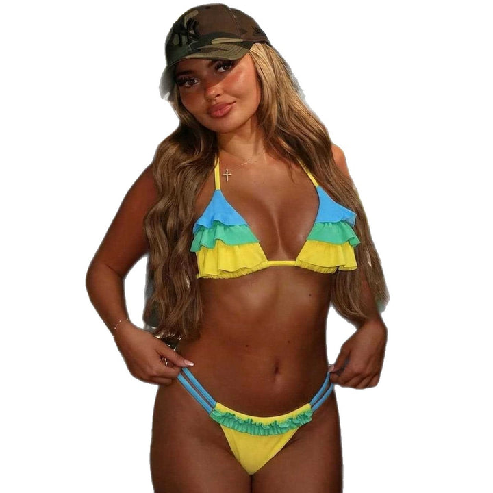 Damer Ruffles Bikini-Sæt med justerbare stropper Skovae