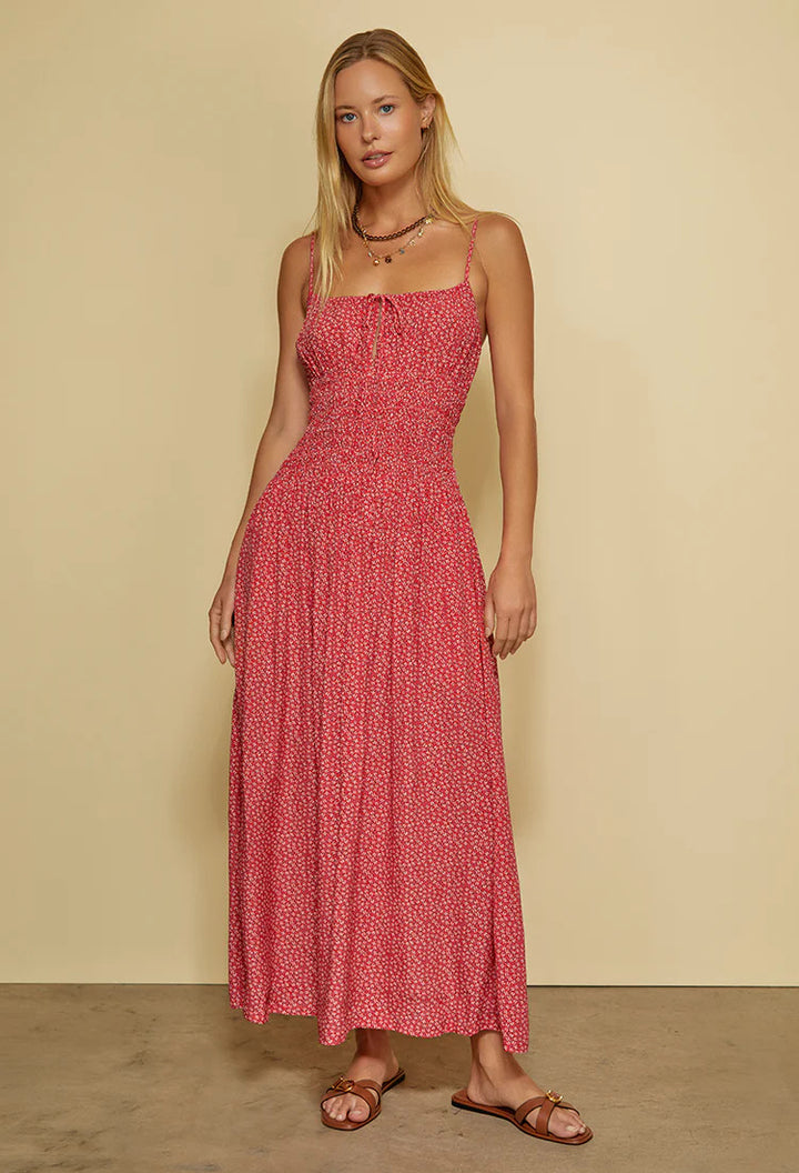 Femme Elegantes Maxi-Kjole med justerbare Spaghetti-stropper Stilla