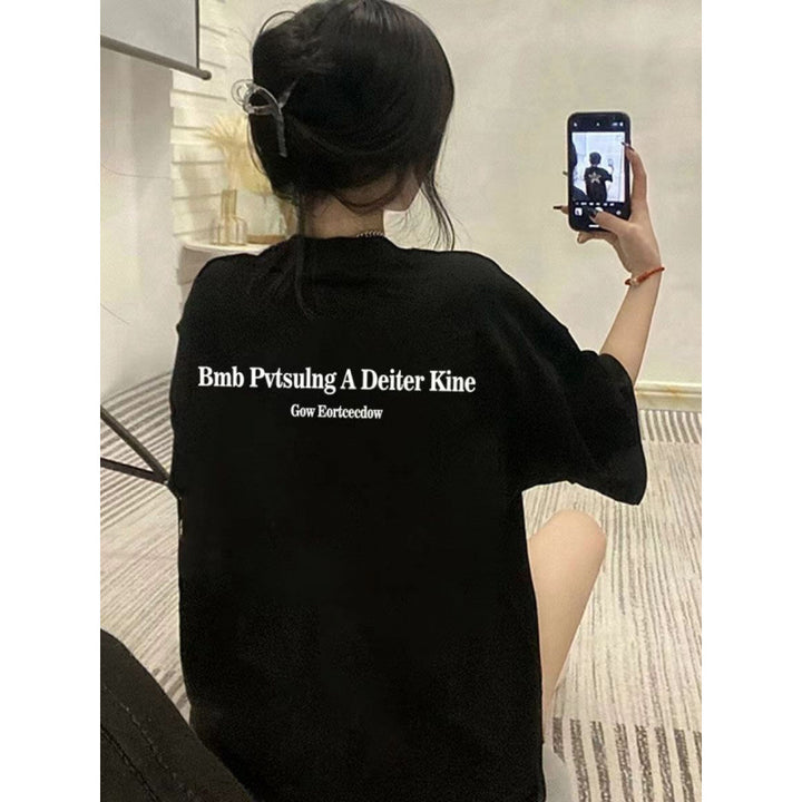 Dame T-shirt med kreativ statementtryk og afslappet oversized snit Stilla