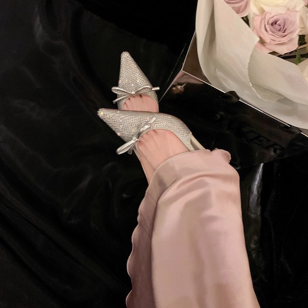 Kvinder Elegante Strass-Glitter Slingback Hæle Stilla