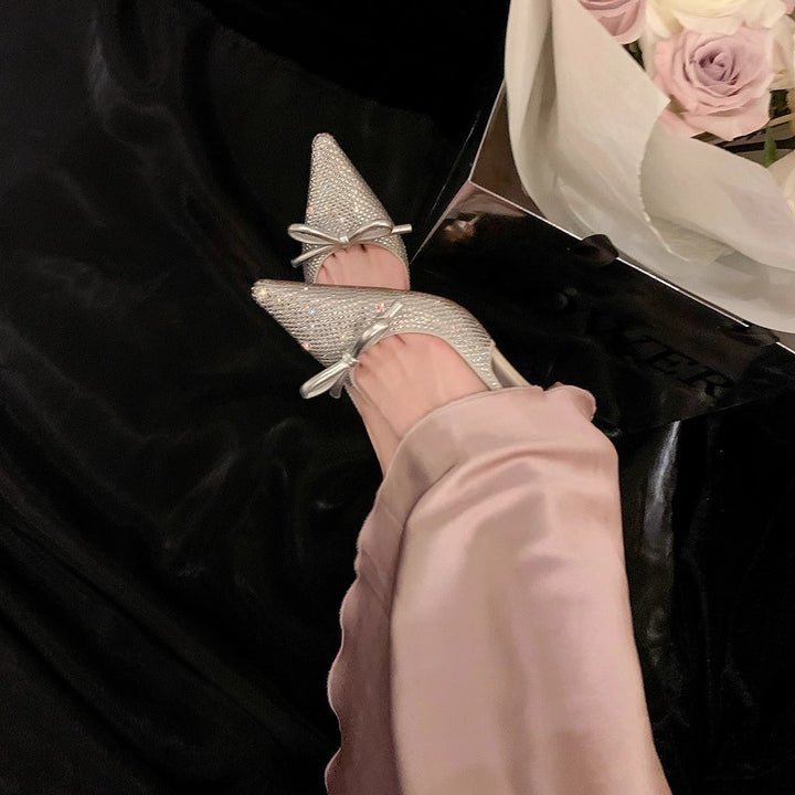 Kvinder Elegante Strass-Glitter Slingback Hæle Stilla