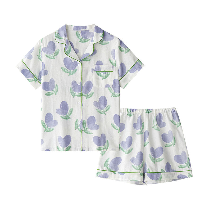 Dame bomulds-pyjamasæt med florale motiver Stilla