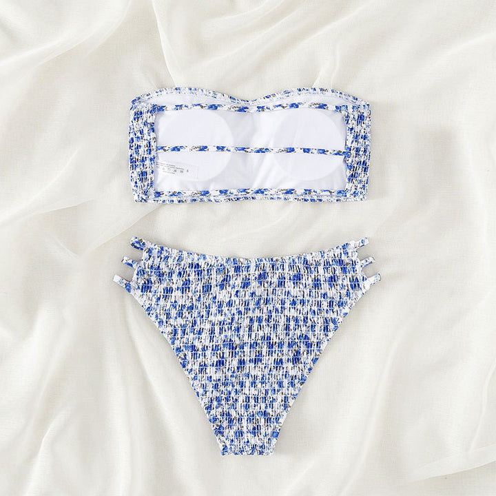 Dame bandeau-bikini med moderne volangdesign og høj talje Skovae