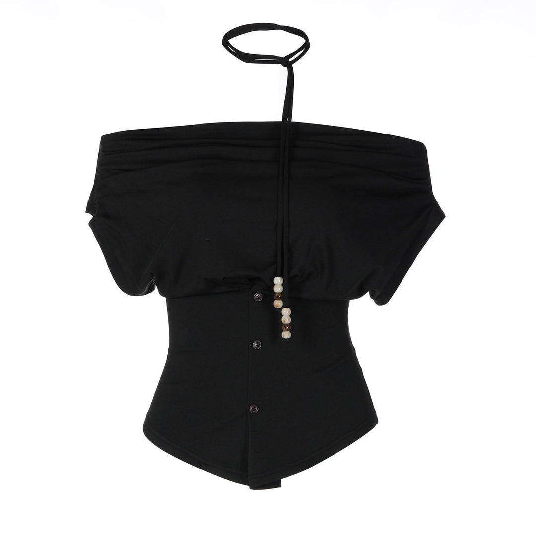 Dame Off-Shoulder Bluse skjorte med dekorativ snortræk Skovae