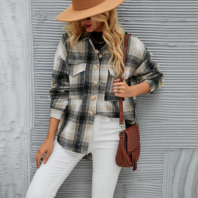 Damer Ruted Overshirt-Jakke i blødt Flannel Stilla