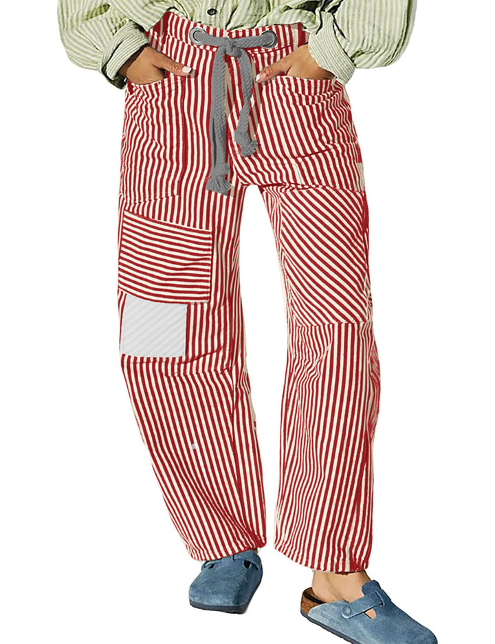 Dame Casual Stribebukser med funktionelle lommer og justerbar talje Stilla