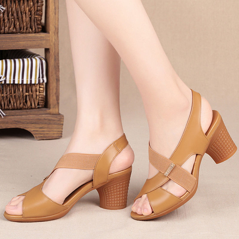 Dame Komfortable Slingback-sandaletter med åben tå og trendy blokhæl Stilla