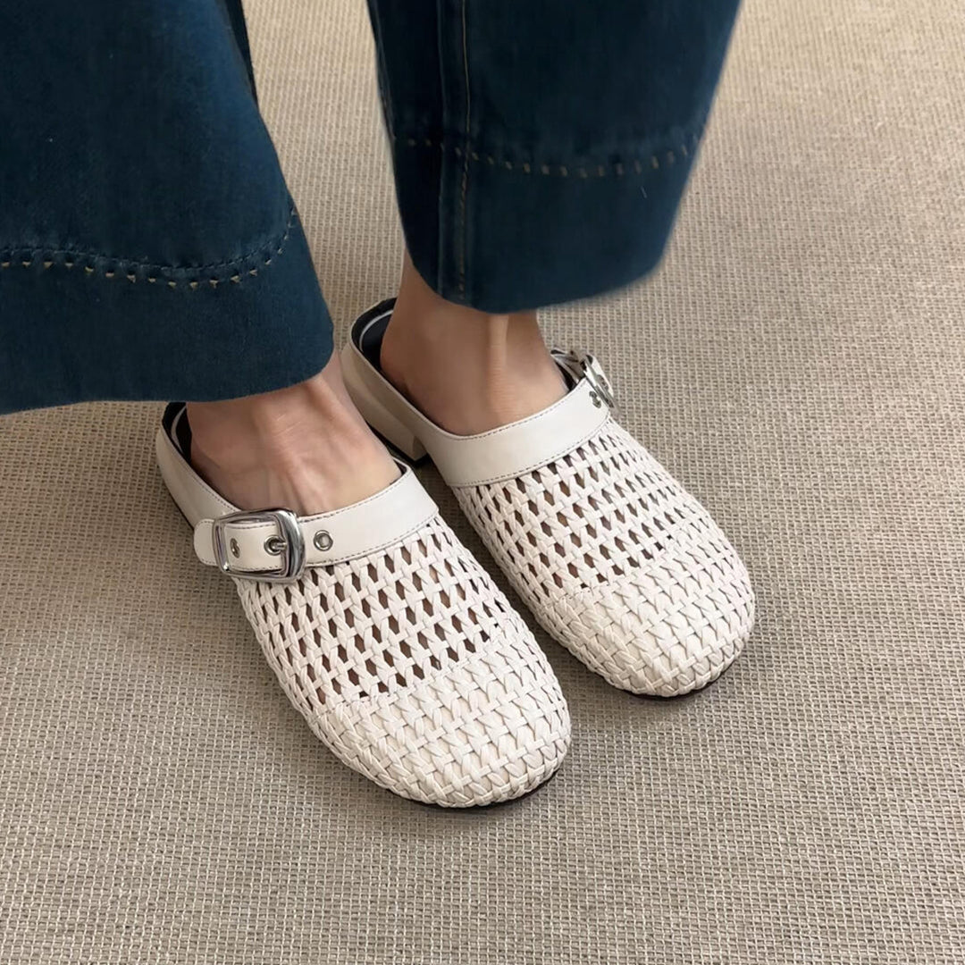 Dame åndbare vævede clogsandaler med justerbar rem Stilla