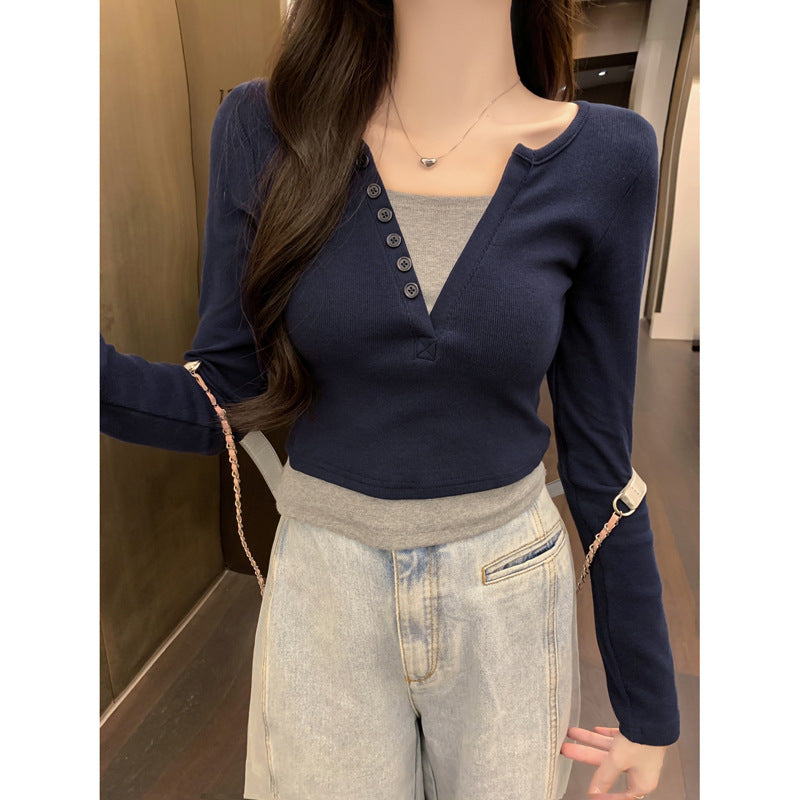 Femme Button-Up Langærmet Striktop Stilla