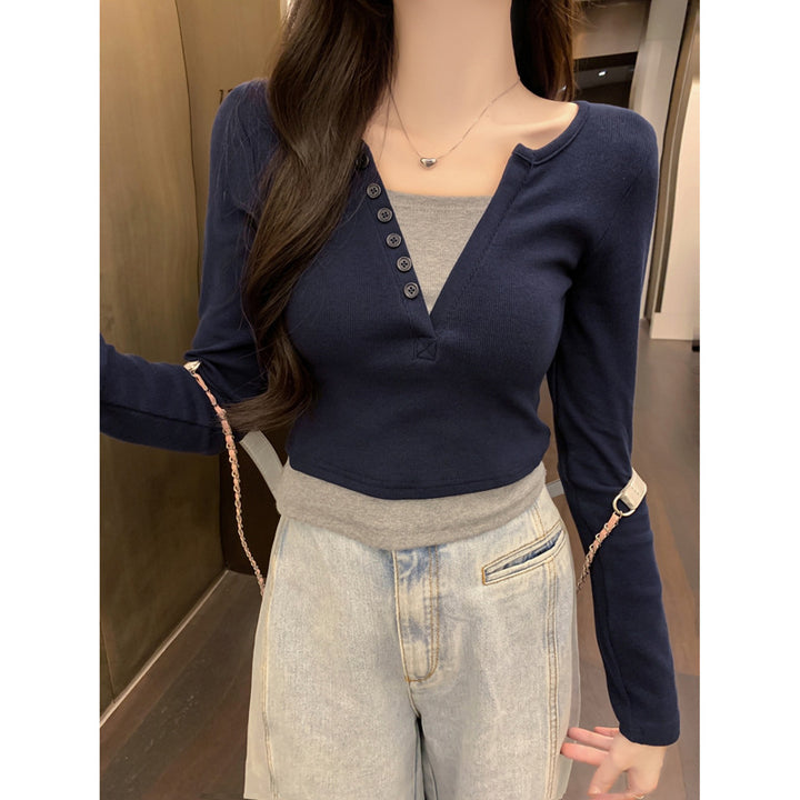 Femme Button-Up Langærmet Striktop Stilla