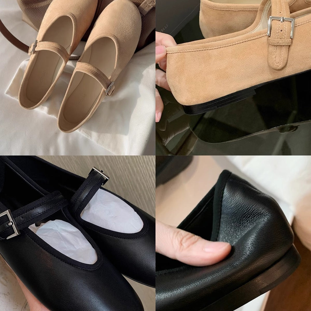 Dame Klassiske Mary Jane Ballerina Flats med justerbar rem Stilla