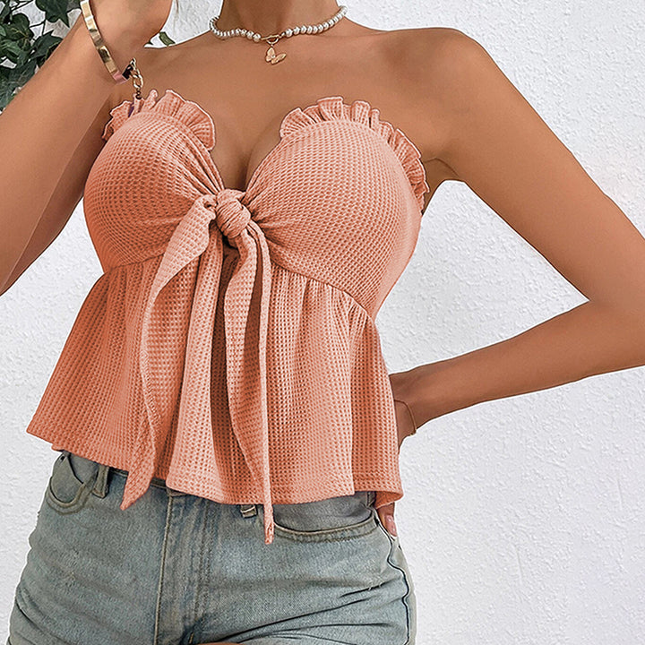 Kvinders crop top med off-shoulder design og legende knude Stilla