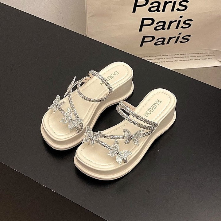 Damer platform-sandaler med funklende strass-detaljer og komfortabel sål Stilla