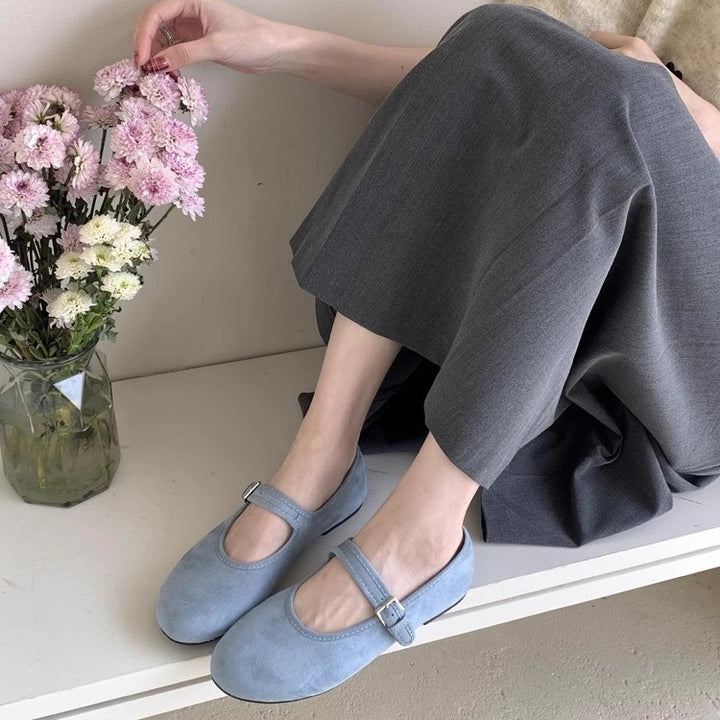 Dame suedlæder justerbare strop ballerina flade Stilla