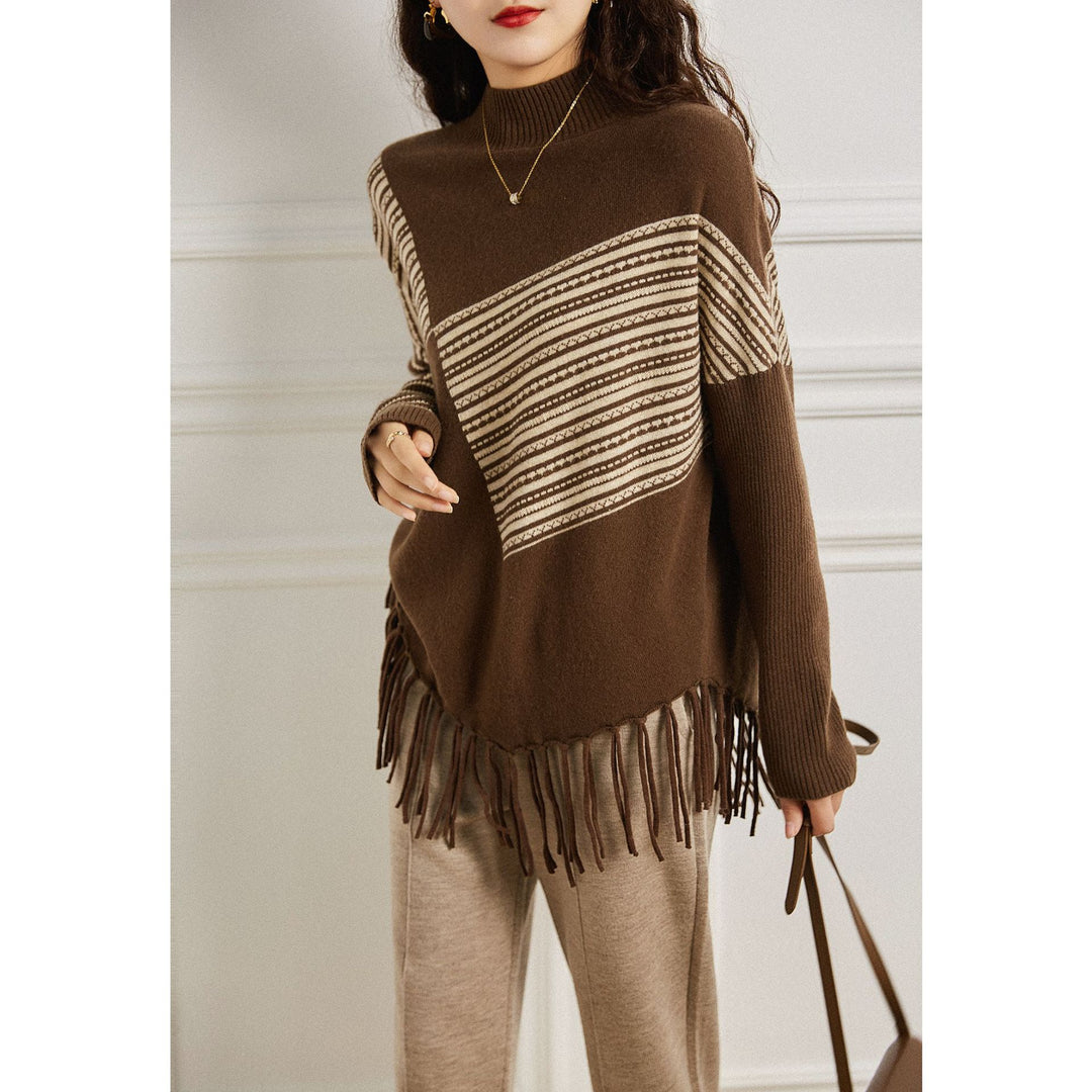 Femme Frynsedetalje Rullekrave Strikpullover Stilla