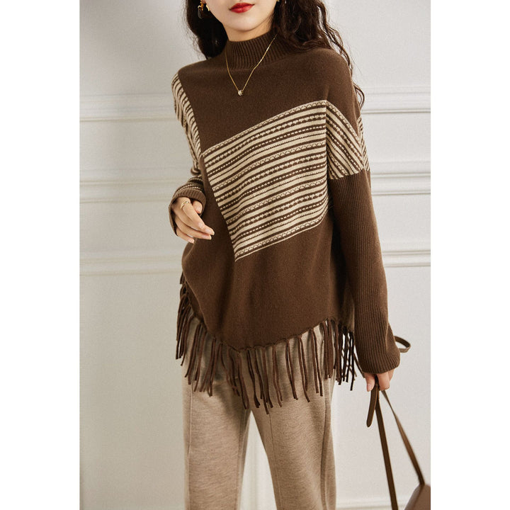 Femme Frynsedetalje Rullekrave Strikpullover Stilla