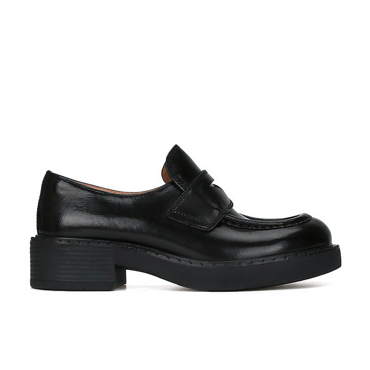 Femme Classic Penny Loafers med Chunky Heel Stilla