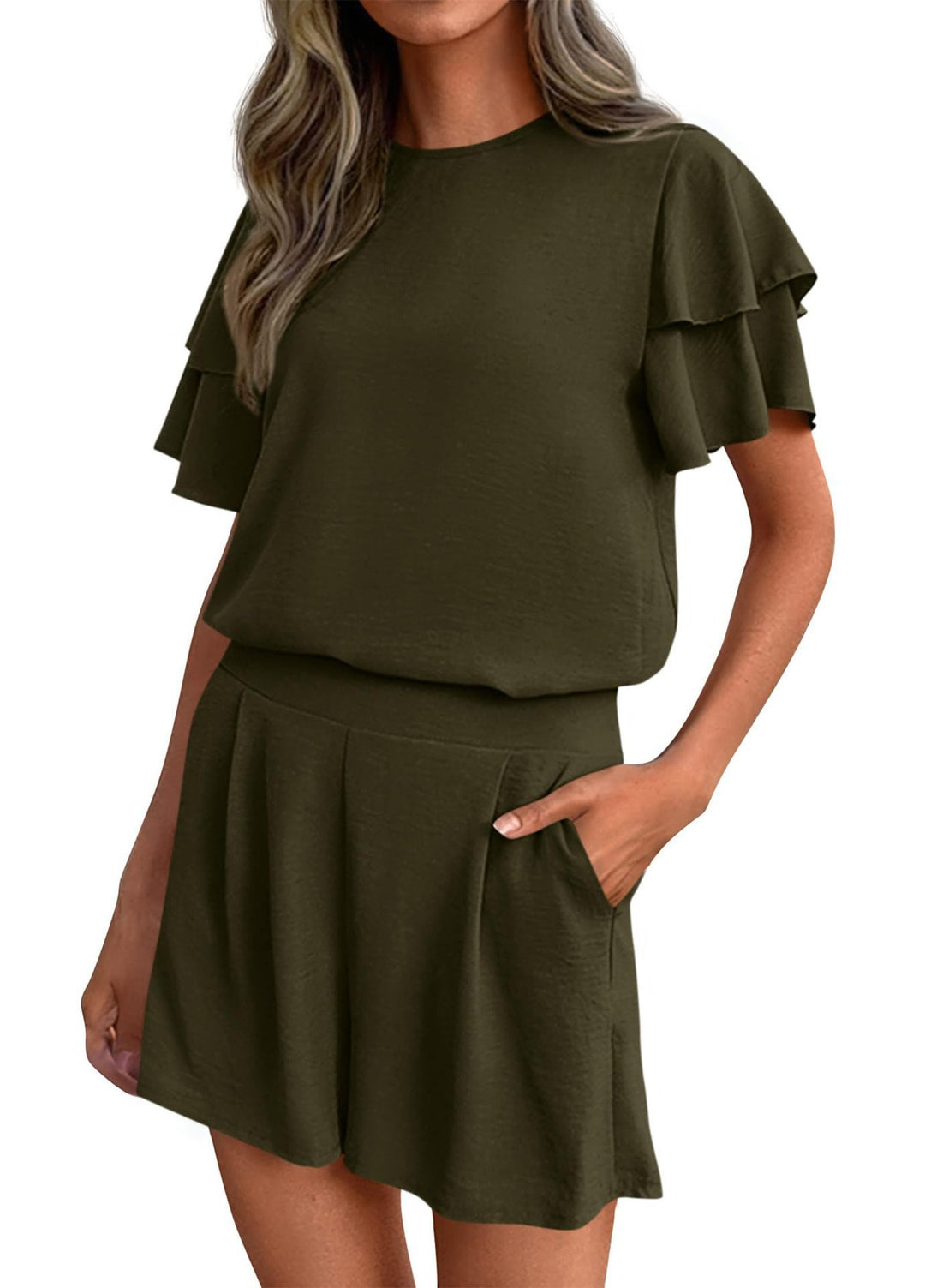 Damer Legende jumpsuit med ruffles detaljer og sidelommer Skovae