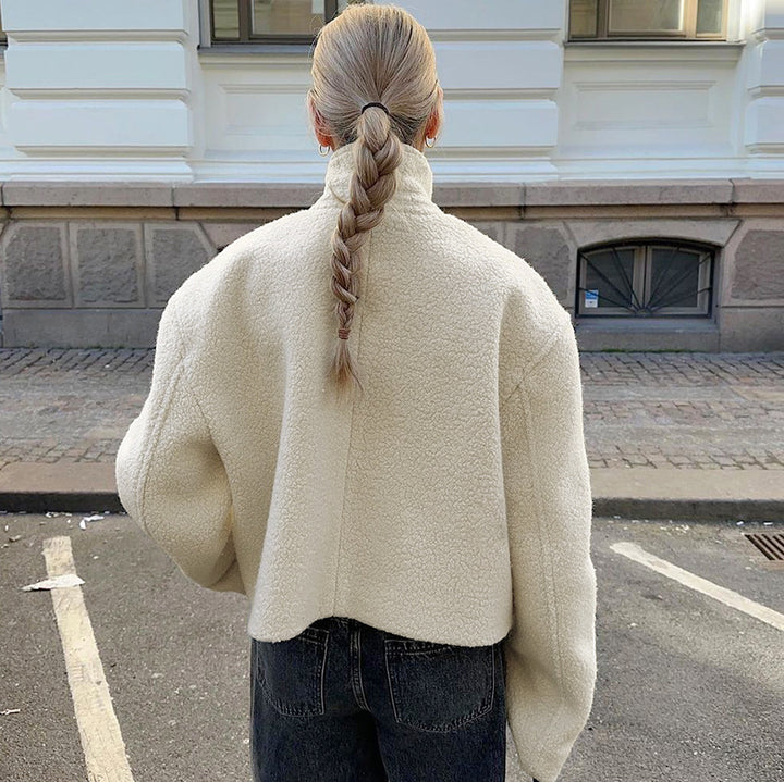 Dame Oversized Fleecejakke med høj krave og flot design Stilla