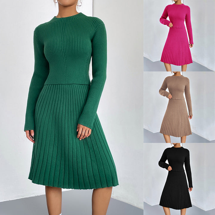 Dame strikkjole med feminint ribbemønster og ærmeløs design Stilla