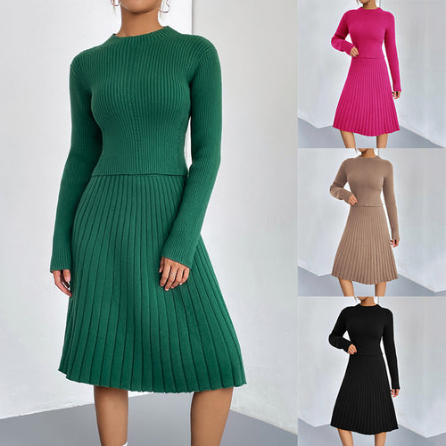 Dame strikkjole med feminint ribbemønster og ærmeløs design Stilla