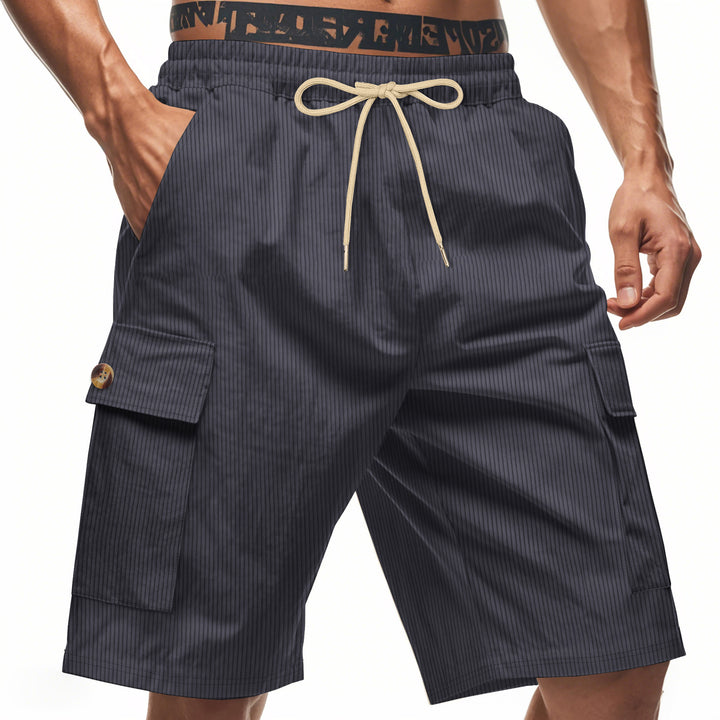 Herrer cargo shorts med klassiske striber og praktiske sidelommer Stilla