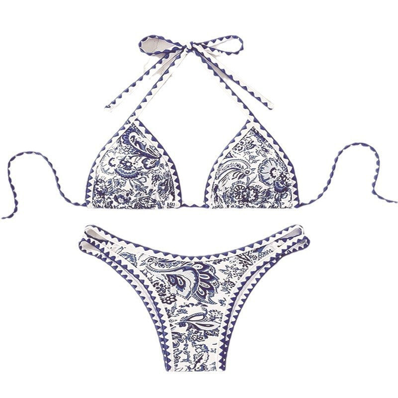 Dame Triangel-Bikini-Sæt med moderne mønstermiks og raffinerede detaljer Stilla