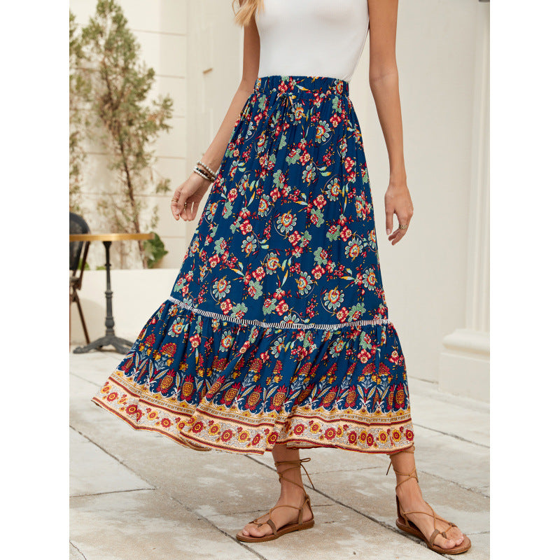 Femme gestufter Bohemian Maxi Nederdel Stilla