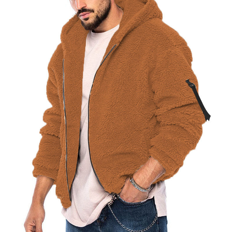 Herrer Teddy-fleece-jakke med hætte Stilla