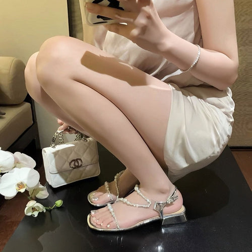 Dame Strappy Sandaler med strass dekoration flad Stilla