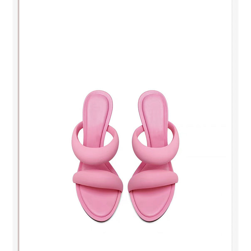 Femme Sleek Højhælede Slide Sandaler med dobbelte remdesign Stilla