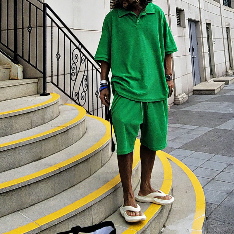 Herrer Fritids Polo T-shirt og Shorts Sæt Stilla