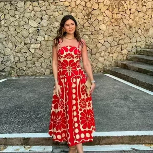 Femme Fritid Floral Tryk A-Linje Kjole Stilla