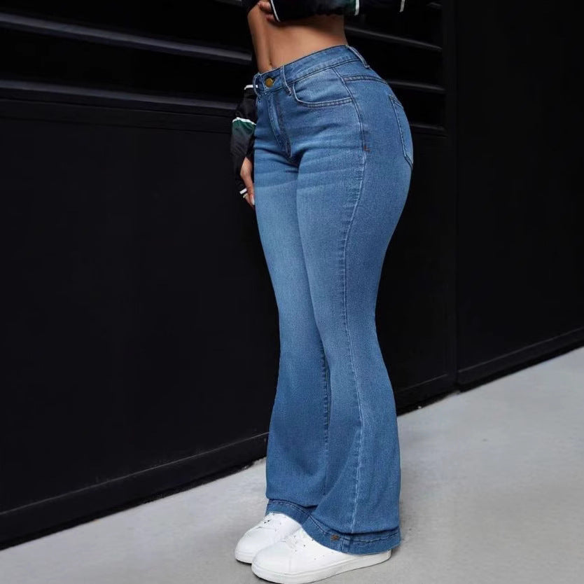 Dame Flared Jeans med høj talje og figursyet snit Stilla