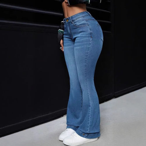 Dame Flared Jeans med høj talje og figursyet snit Stilla