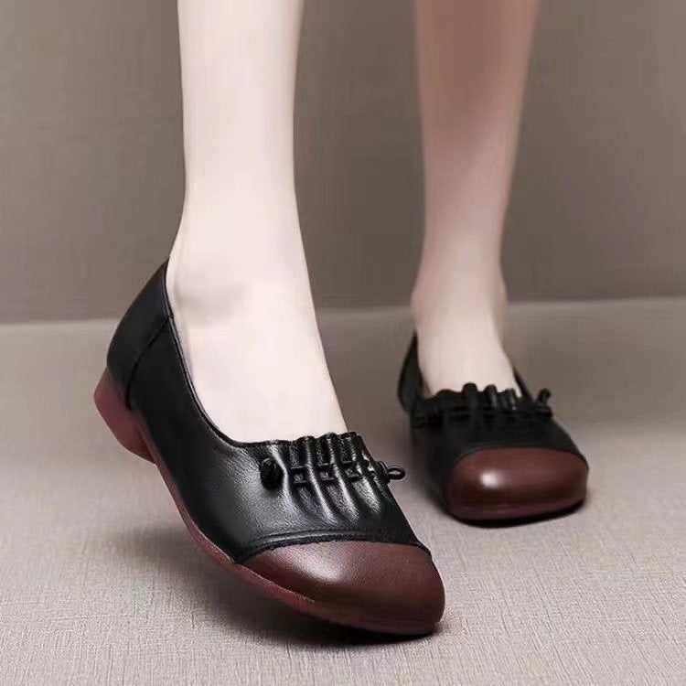 Dame Ballerinas med modefoldedetalje og behagelig sål Stilla