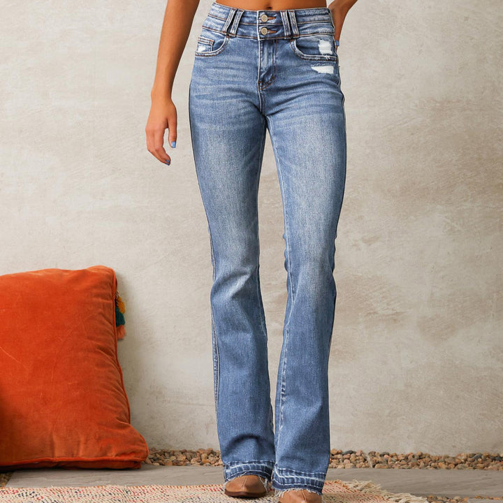 Dame Højtskårne Flared Jeans Stilla