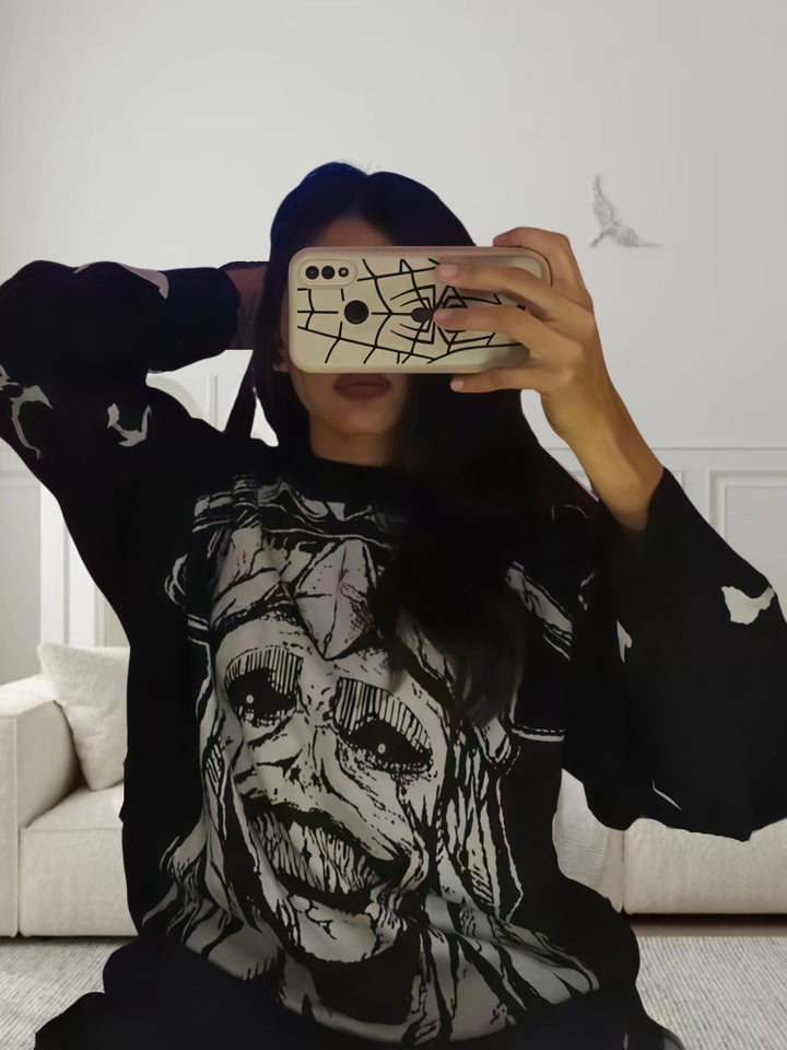 Herrer trendy sweatshirt med markant grafisk mønster og løs pasform Stilla
