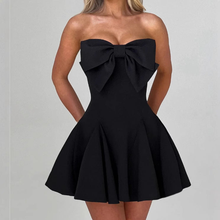 Dame Bustier Minikjole med oversized Sløjfedetalje Stilla