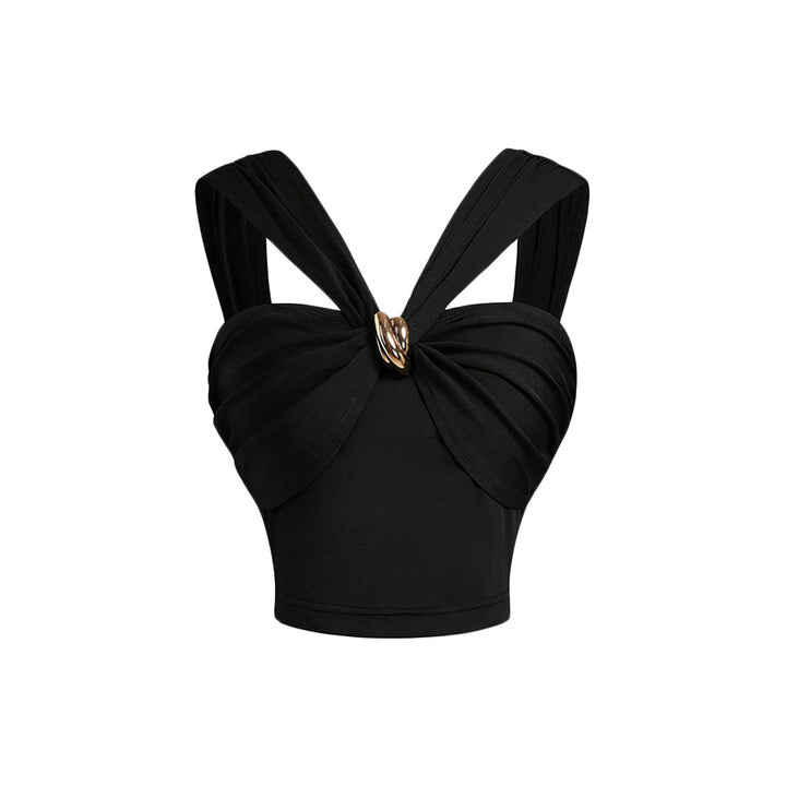 Dame Cropped Top med sofistikeret indpakningsdesign og dekorative stropper Stilla
