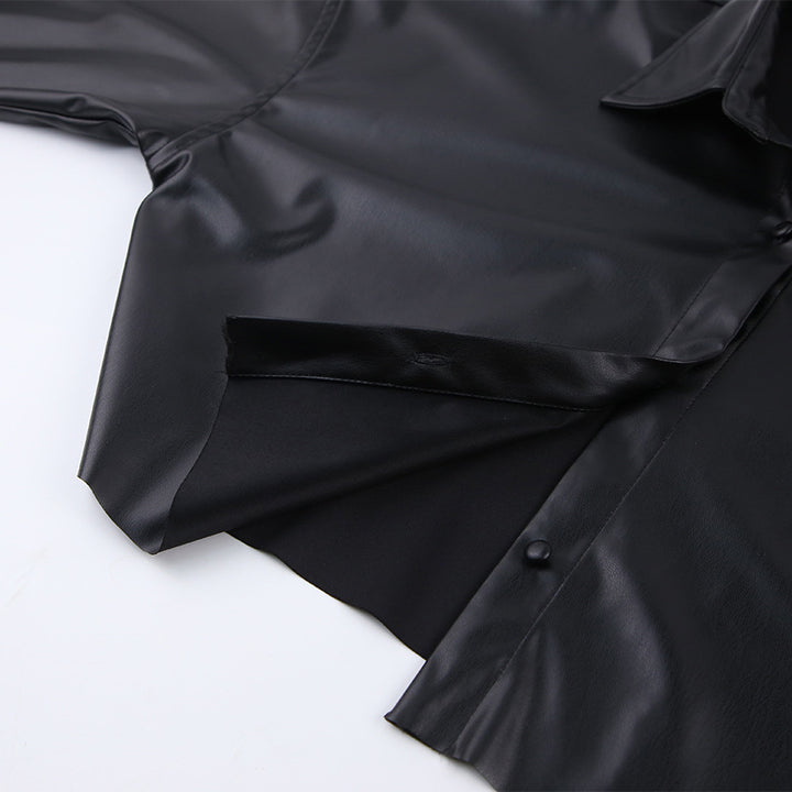 Dame cropped bluse i kunstlæder i elegant stil Stilla