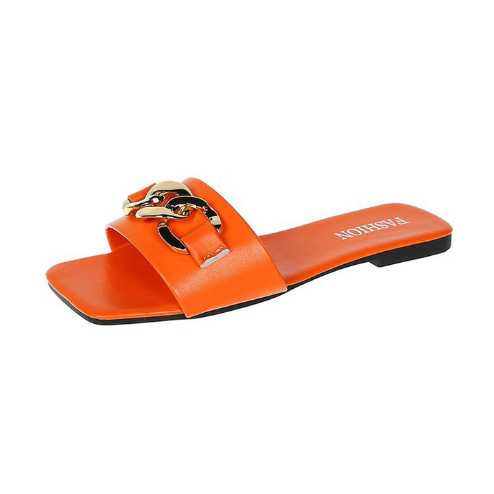 Dame slide-sandaler med elegant kædeudsmykning og behagelig fodseng Stilla