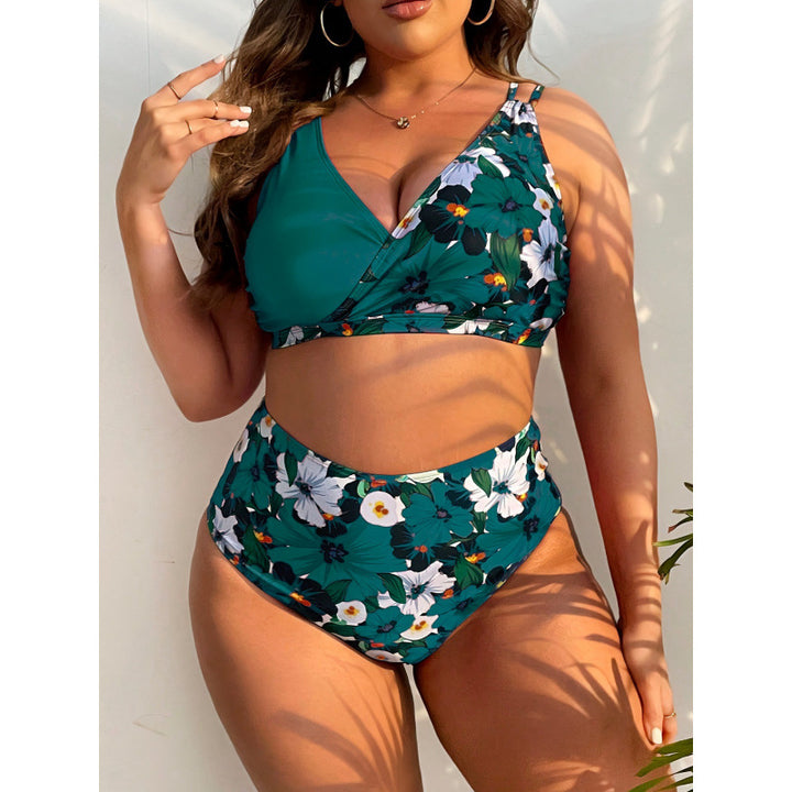 Dame Højskåret Bikini med blomsterwrapdesign Skovae