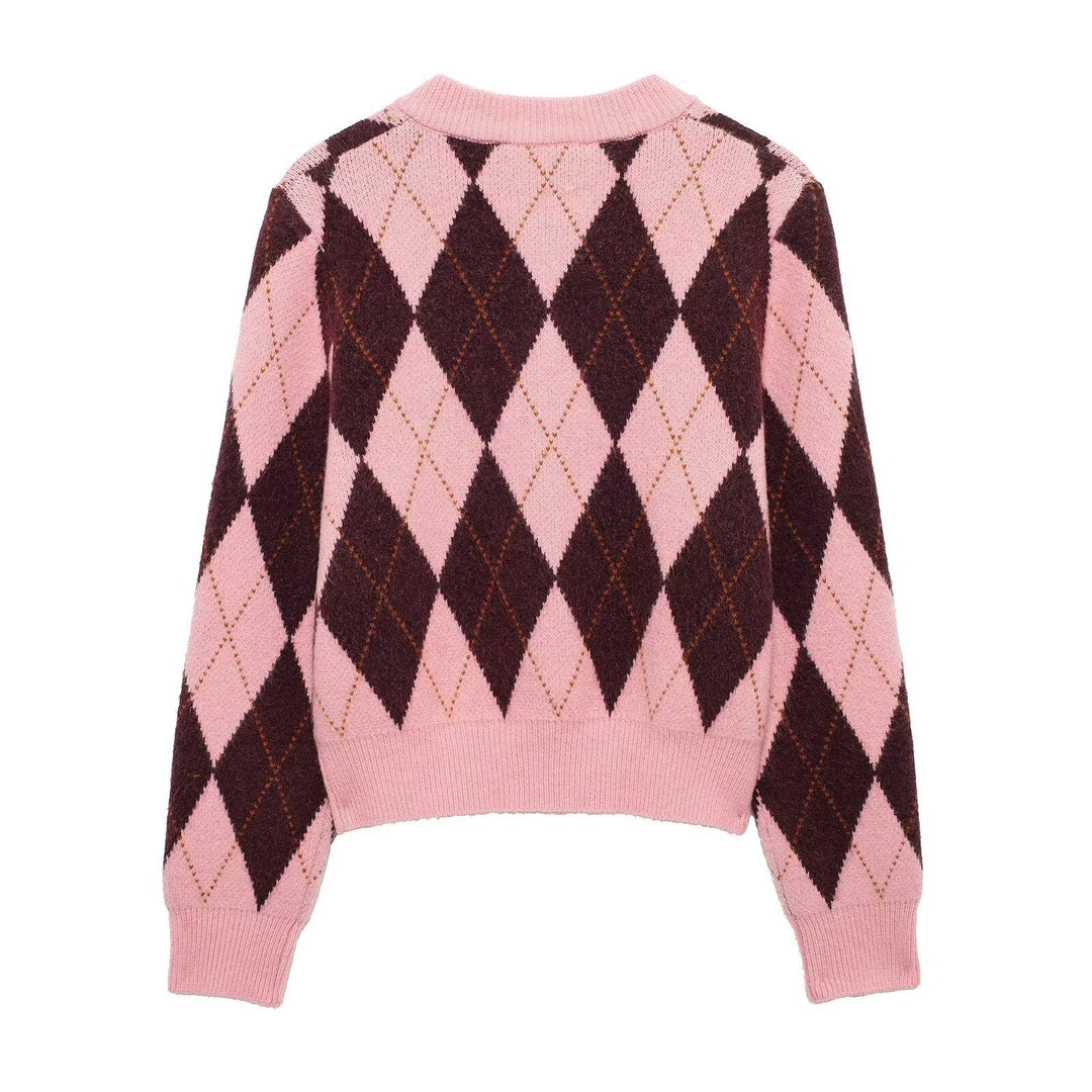 Dame Argyle mønstrede strikcardigan Stilla