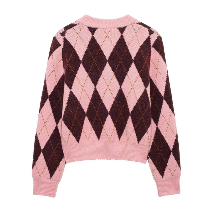 Dame Argyle mønstrede strikcardigan Stilla