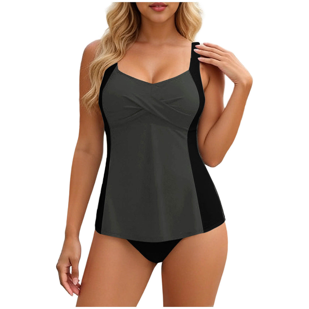 Dame tankini med elegant indpakningsdesign og figurskabende indsatser Skovae