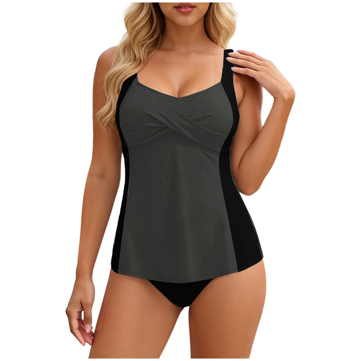 Dame tankini med elegant indpakningsdesign og figurskabende indsatser Skovae