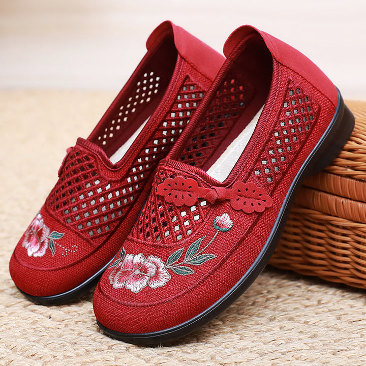 Dame Mode og åndbare Slip-On sko med blomsterbroderi Stilla