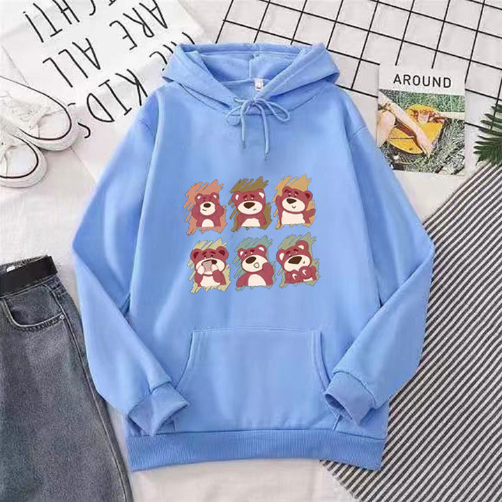 Kvinders hættepullover med dyre tegneserie design Skovae