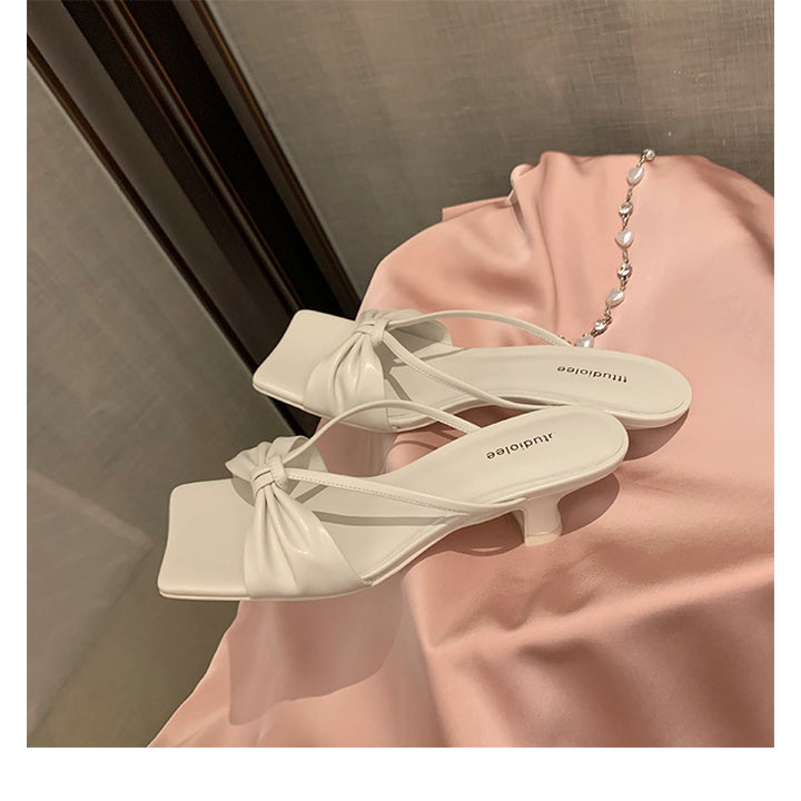 Dame Elegant Sløjfe-Detail Slide Sandaler Stilla